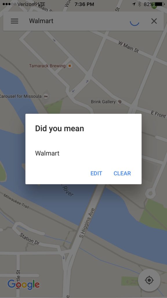 Google Maps "Did you mean Walmart"